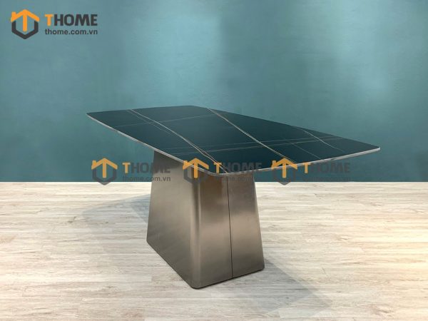 Bàn ăn nhập khẩu mặt đá chân hình thang mạ Titan BA-06NK