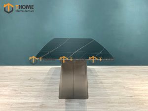 Bàn ăn nhập khẩu mặt đá chân hình thang mạ Titan BA-06NK