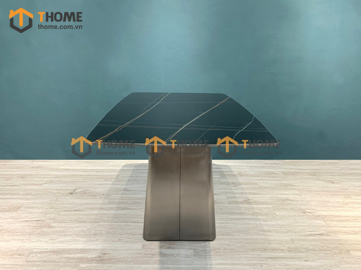 Bàn ăn nhập khẩu mặt đá chân hình thang mạ Titan BA-06NK