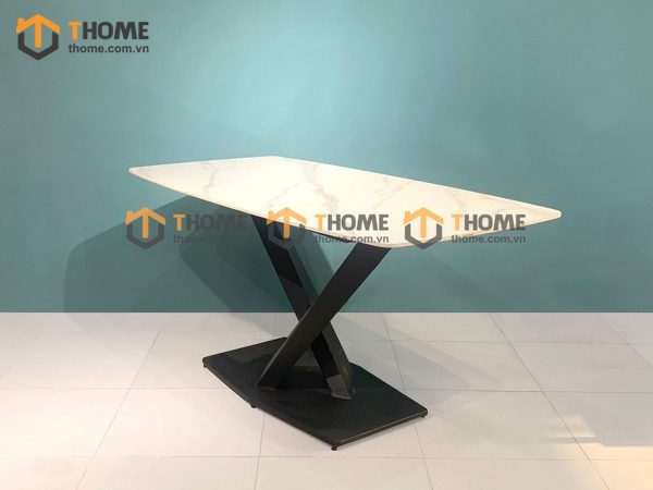 Bàn ăn nhập khẩu mặt đá chân X BA-02NK