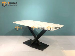 Bàn ăn nhập khẩu mặt đá chân X BA-02NK