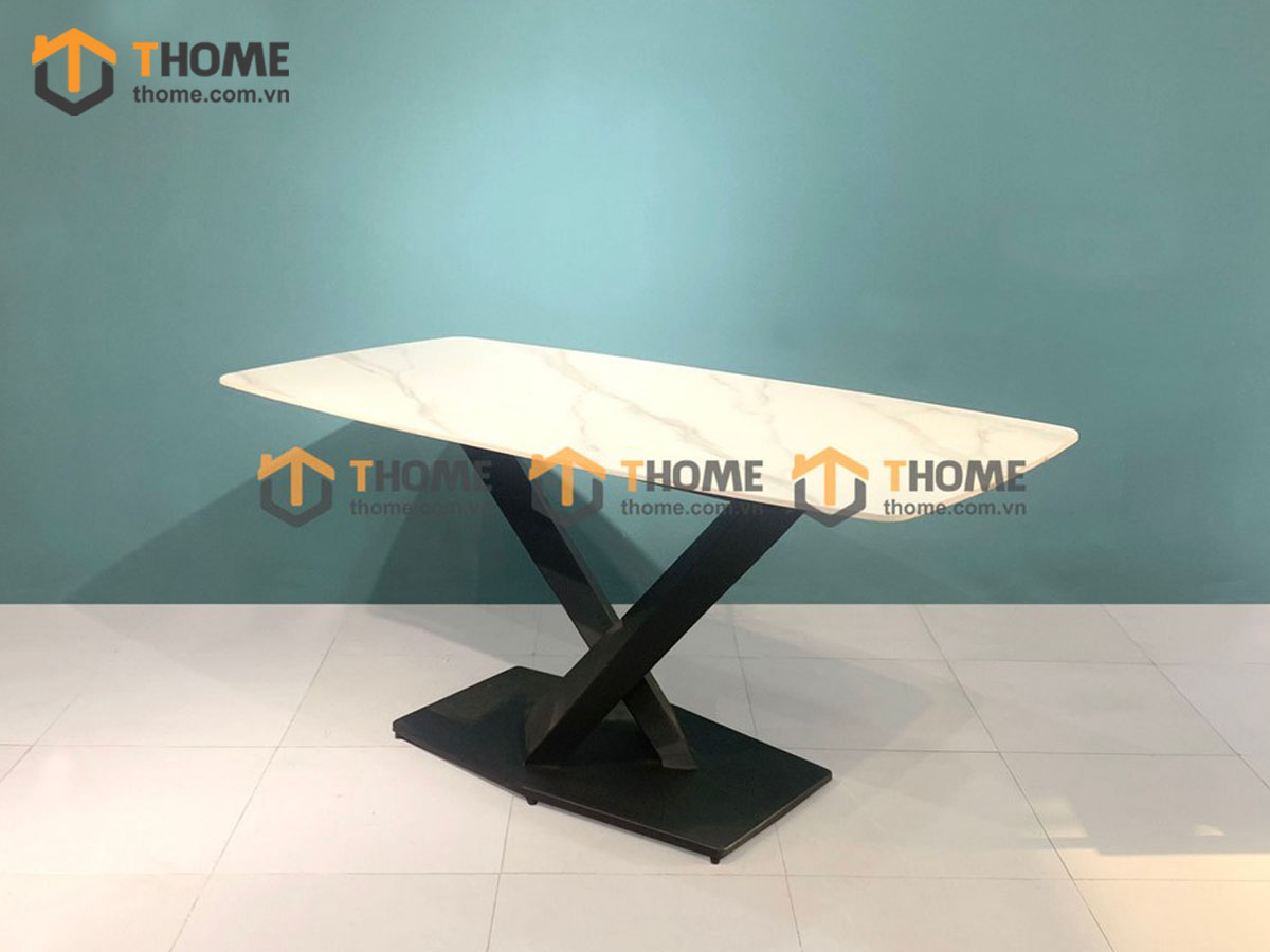 Bàn ăn nhập khẩu mặt đá chân X BA-02NK