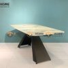 Bàn ăn nhập khẩu mặt đá chân V BA-03NK