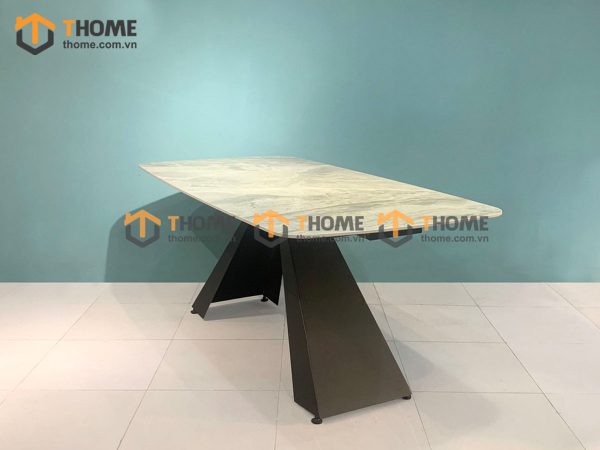 Bàn ăn nhập khẩu mặt đá chân V BA-03NK