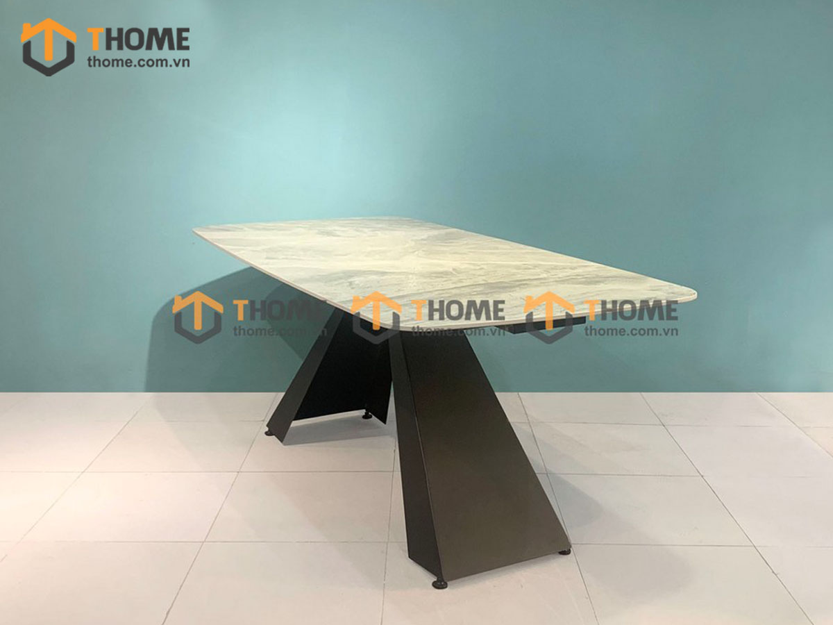 Bàn ăn nhập khẩu mặt đá chân V BA-03NK