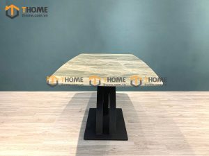 Bàn ăn nhập khẩu mặt đá chân X cong BA-04NK