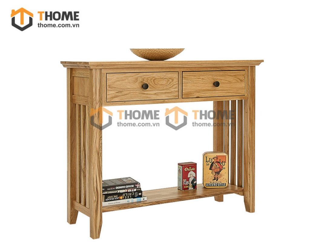 Bàn Console gỗ sồi tự nhiên 2 hộc kéo Tuscany BC-05SM