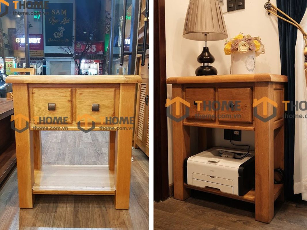 Bàn Console gỗ sồi tự nhiên 2 hộc kéo Woodstock BC-02SM