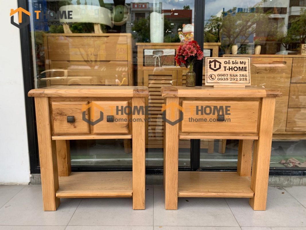 Bàn Console gỗ sồi tự nhiên 2 hộc kéo Woodstock BC-02SM