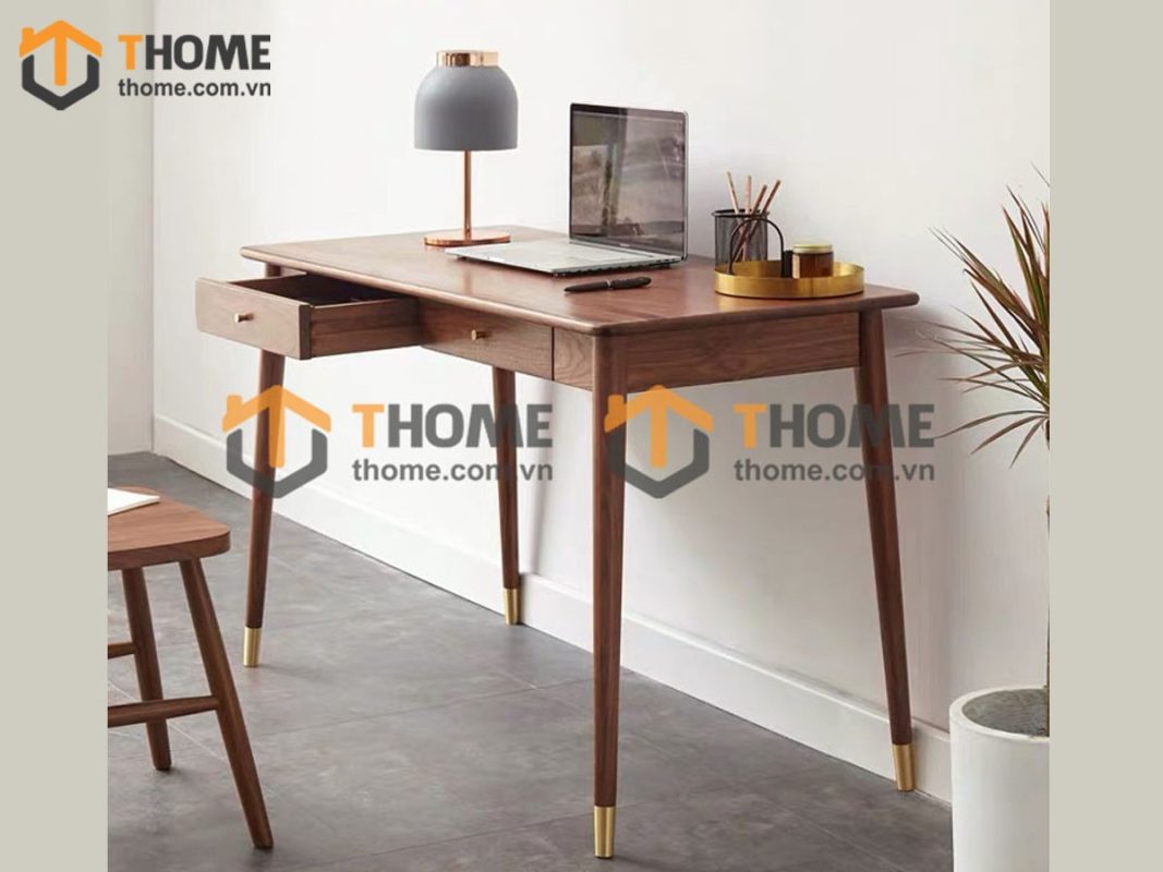 Bàn làm việc gỗ sồi tự nhiên 2 hộc kéo Polo BLV1T-03SN
