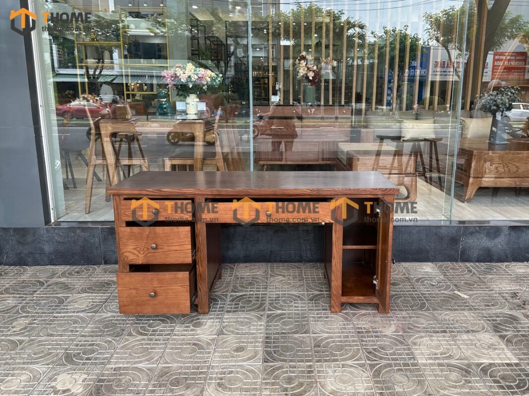 Bàn Làm Việc Gỗ Sồi Tự Nhiên 3 Hộc Kéo Midu BLV1T-08SN