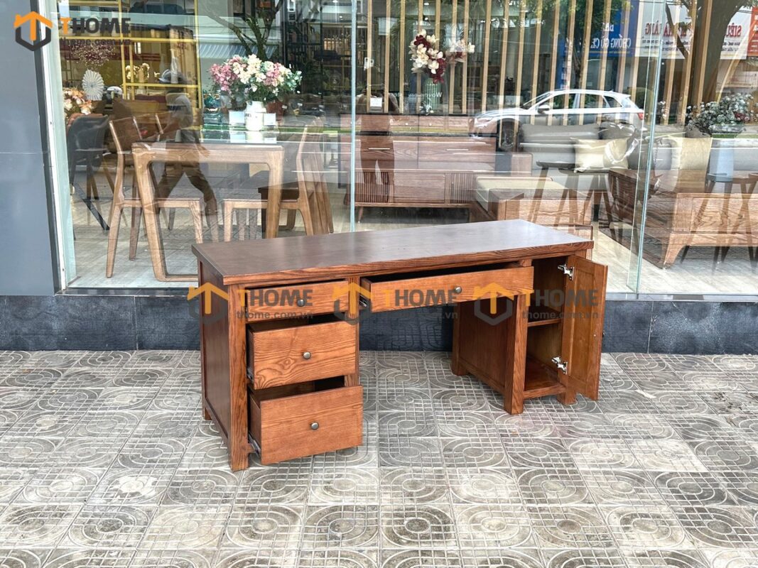 Bàn Làm Việc Gỗ Sồi Tự Nhiên 3 Hộc Kéo Midu BLV1T-08SN
