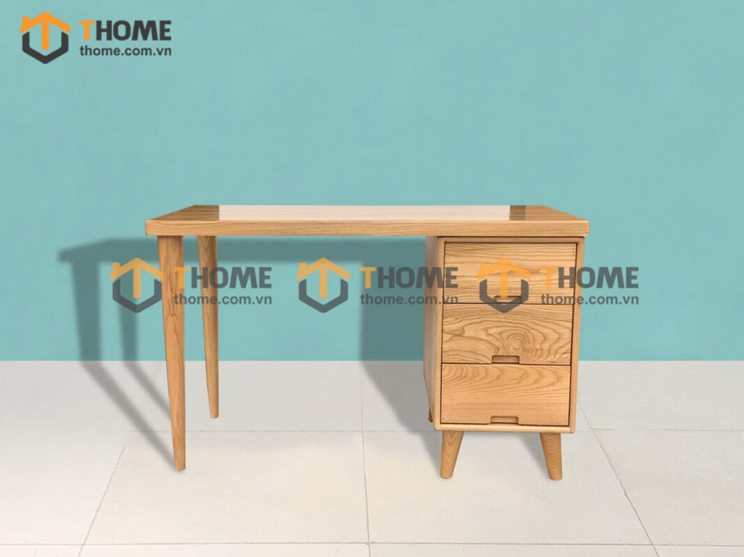 Bàn Làm Việc Gỗ Sồi Tự Nhiên 3 Hộc Kéo OP Màu Tự Nhiên BLV1T-04SN