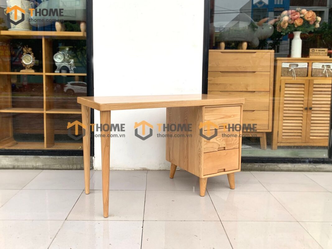 Bàn Làm Việc Gỗ Sồi Tự Nhiên 3 Hộc Kéo OP Màu Tự Nhiên BLV1T-04SN