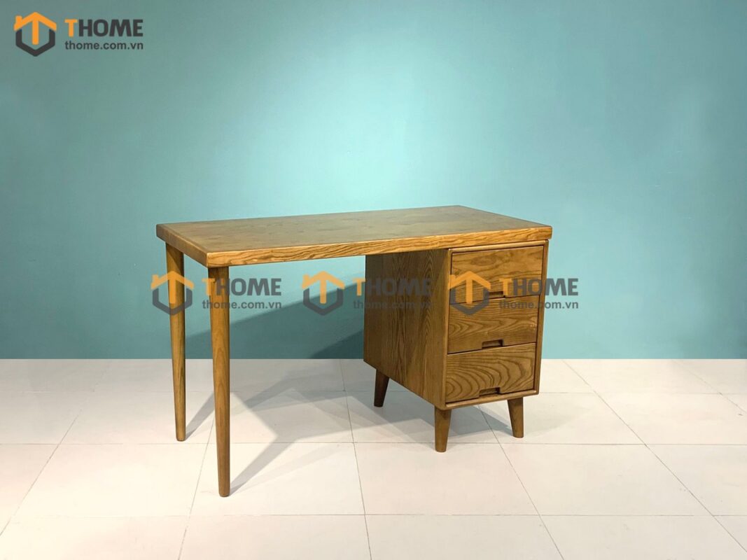 Bàn Làm Việc Gỗ Sồi Tự Nhiên 3 Hộc Kéo OP Màu Óc Chó BLV1T-05SN