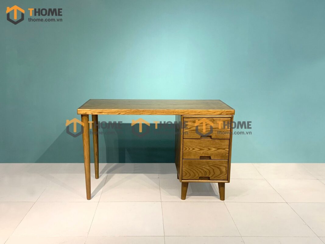 Bàn Làm Việc Gỗ Sồi Tự Nhiên 3 Hộc Kéo OP Màu Óc Chó BLV1T-05SN