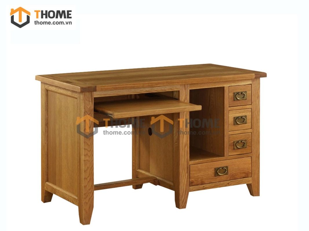 Bàn làm việc gỗ sồi tự nhiên 4 hộc kéo Harris BLV-03SM