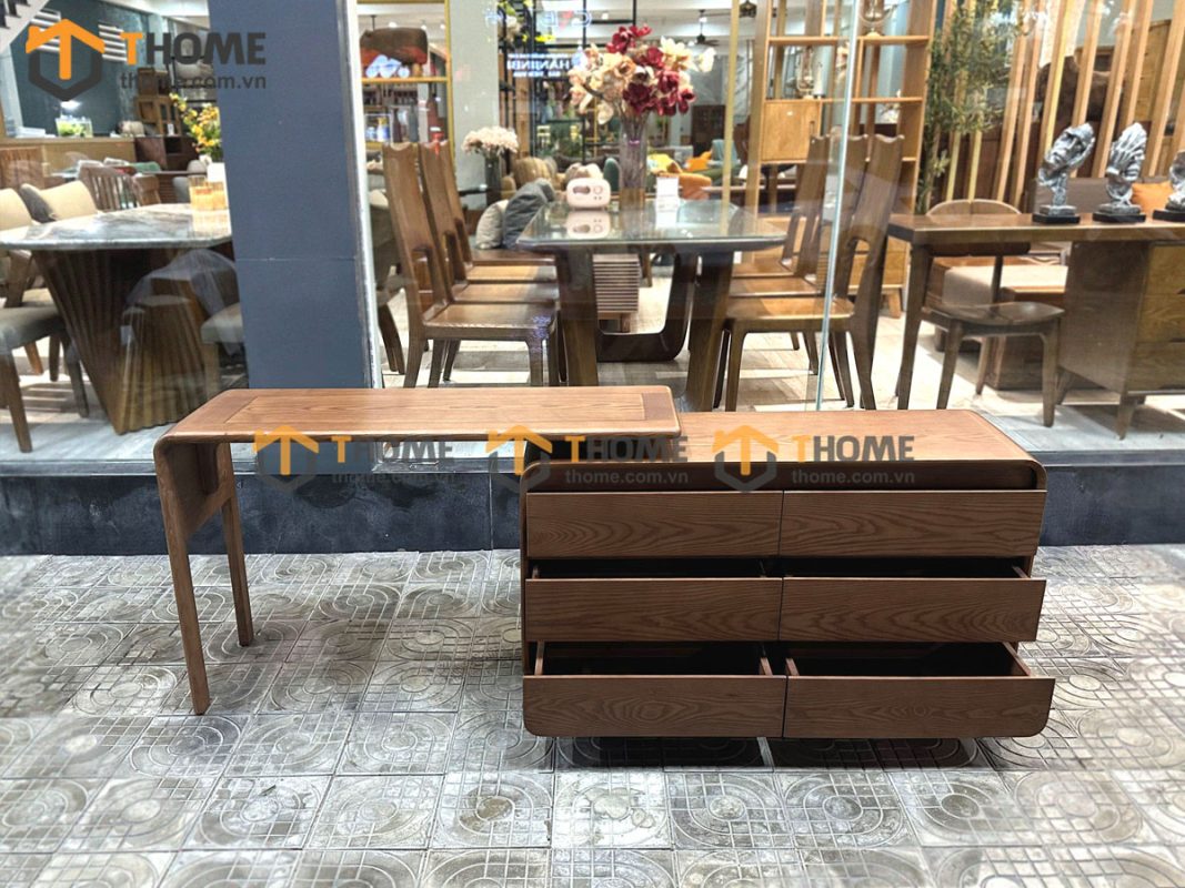 Bàn làm việc gỗ sồi tự nhiên Aolix bàn xoay 1.2m BLV1T-19SN