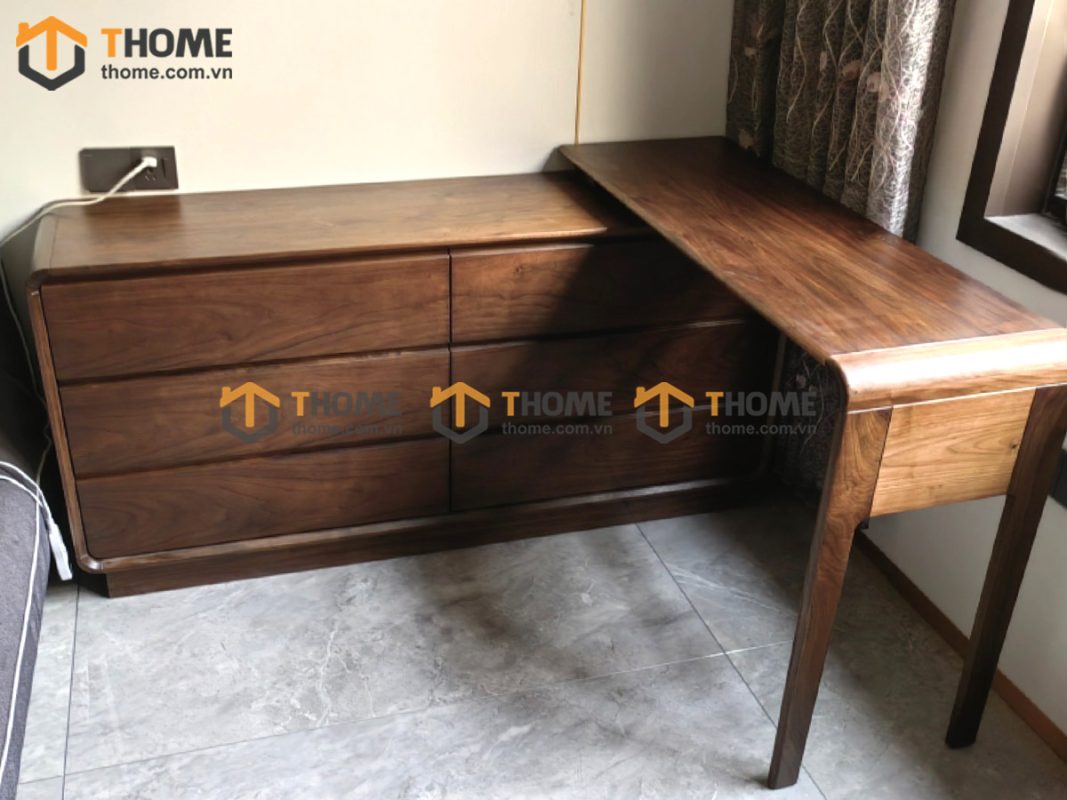 Bàn làm việc gỗ sồi tự nhiên Aolix bàn xoay 1.2m BLV1T-19SN