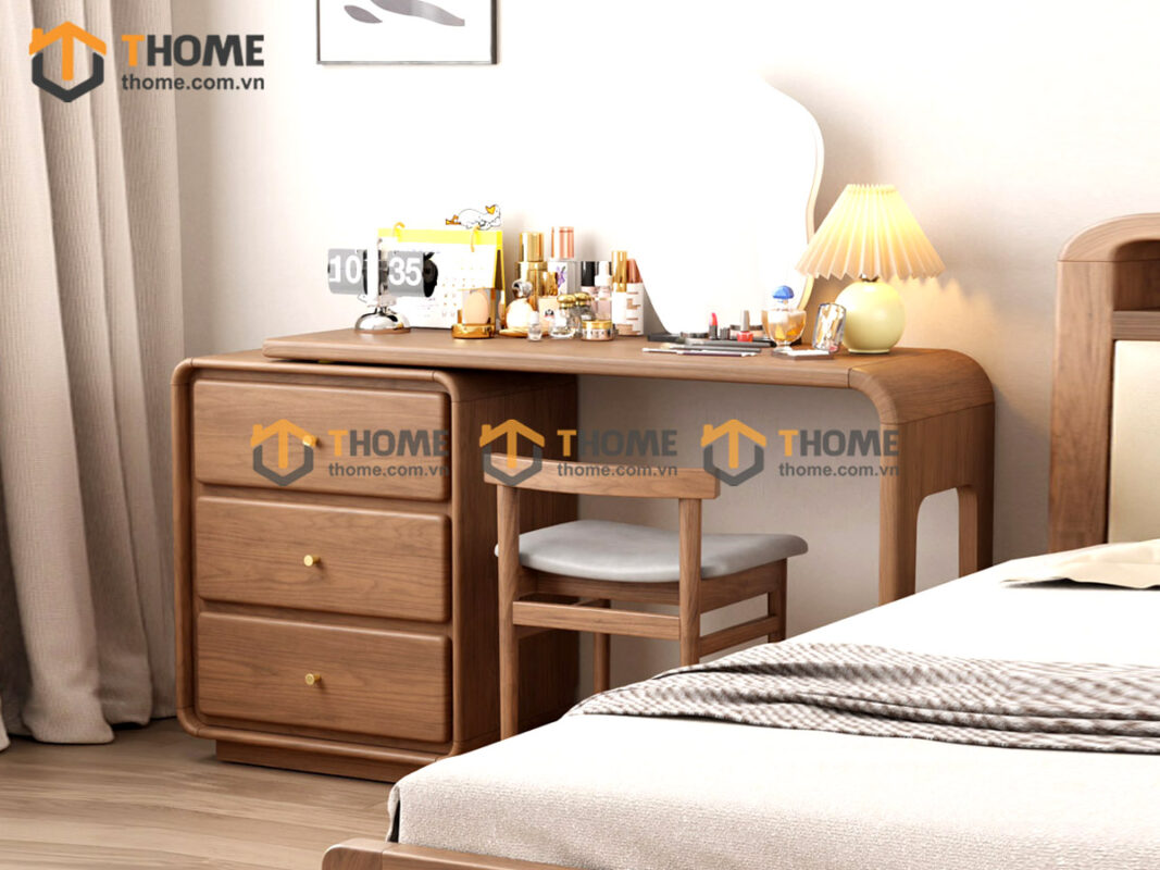 Bàn Làm Việc Gỗ Sồi Tự Nhiên Aolix Bàn Xoay 1.2m BLV1T-19SN