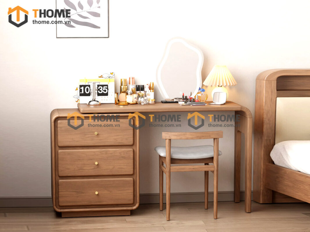 Bàn Làm Việc Gỗ Sồi Tự Nhiên Aolix Bàn Xoay 1.2m BLV1T-19SN