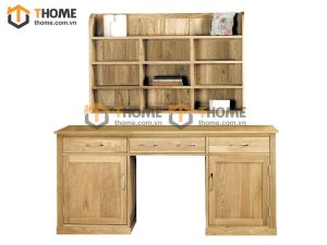 Bàn làm việc gỗ sồi tự nhiên 2 cánh 3 hộc kéo BLV2T-02SM