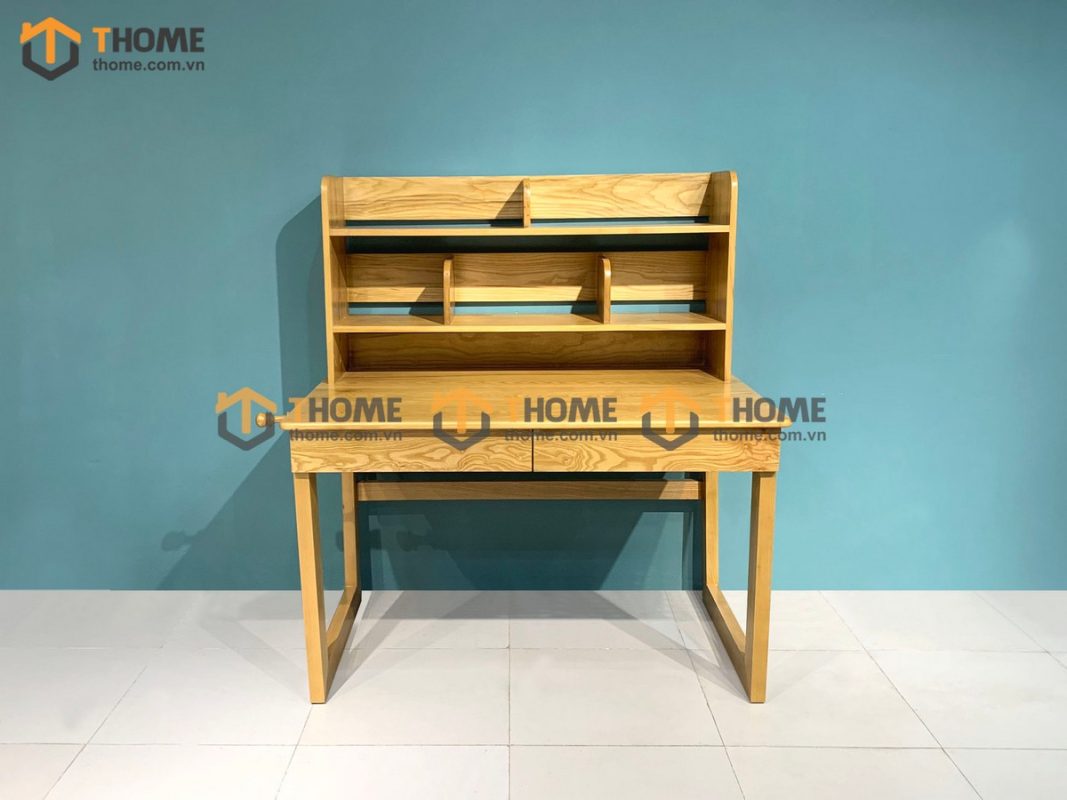 Bàn làm việc gỗ sồi tự nhiên 2 tầng Aolix BLV2T-01SN