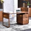 Bàn làm việc gỗ sồi tự nhiên Nova 3 hộc kéo kín chân 1.4m BLV1T-18SN
