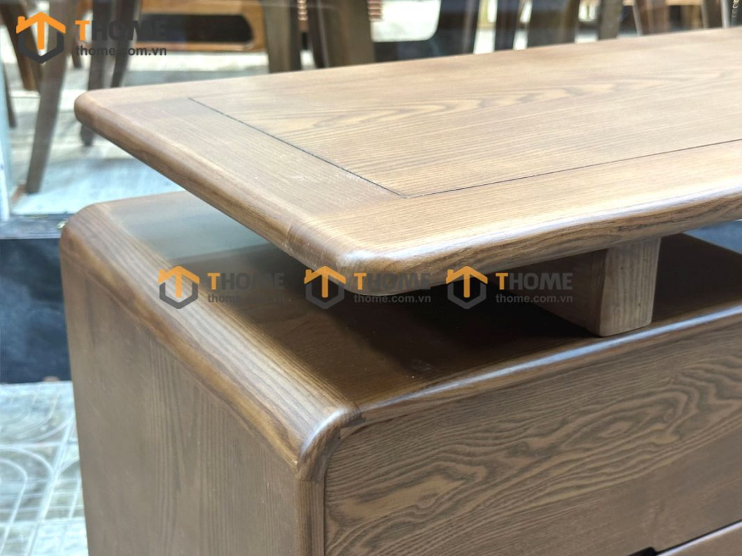 Bàn làm việc gỗ sồi tự nhiên Nova 3 hộc kéo kín chân 1.4m BLV1T-18SN