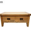 Bàn sofa gỗ sồi tự nhiên 2 hộc giữa BSF-14SM