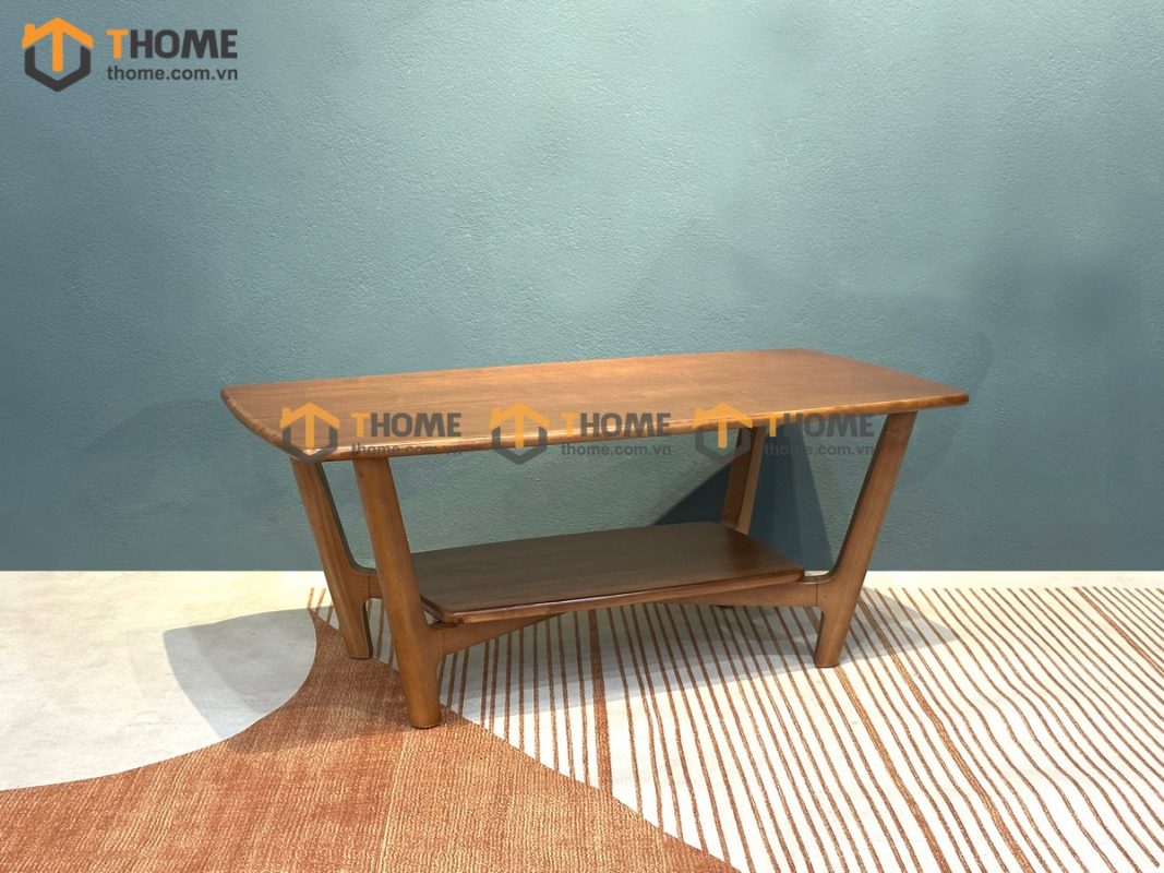 Bàn sofa gỗ sồi tự nhiên 2 tầng chân chéo BSFMG-27SN