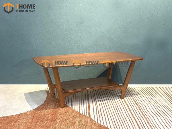 Bàn sofa gỗ sồi tự nhiên 2 tầng chân chéo BSFMG-27SN