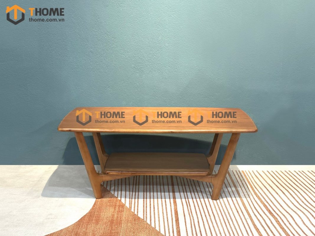 Bàn sofa gỗ sồi tự nhiên 2 tầng chân chéo BSFMG-27SN