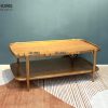 Bàn sofa gỗ sồi tự nhiên 2 tầng chân thẳng BSFMG-28SN