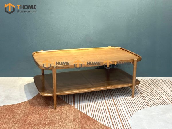 Bàn sofa gỗ sồi tự nhiên 2 tầng chân thẳng BSFMG-28SN