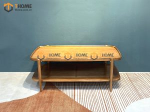 Bàn sofa gỗ sồi tự nhiên 2 tầng chân thẳng BSFMG-28SN
