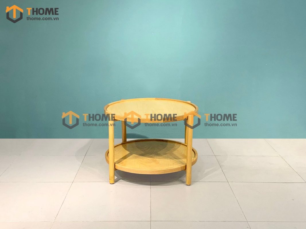 Bàn sofa gỗ sồi tự nhiên 2 tầng hình tròn BSFMG-12SN