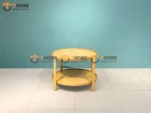 Bàn sofa gỗ sồi tự nhiên 2 tầng hình tròn BSFMG-12SN