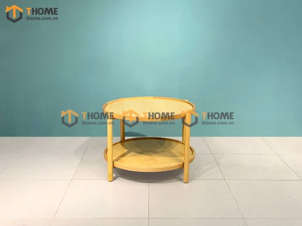 Bàn sofa gỗ sồi tự nhiên 2 tầng hình tròn BSFMG-12SN