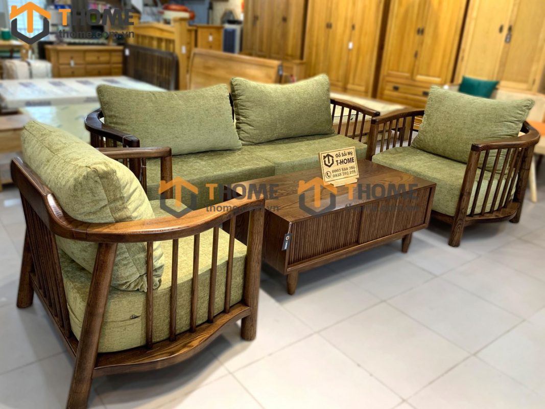 Bàn sofa gỗ sồi tự nhiên Aolix 2 hộc kéo BSFMG-10SN