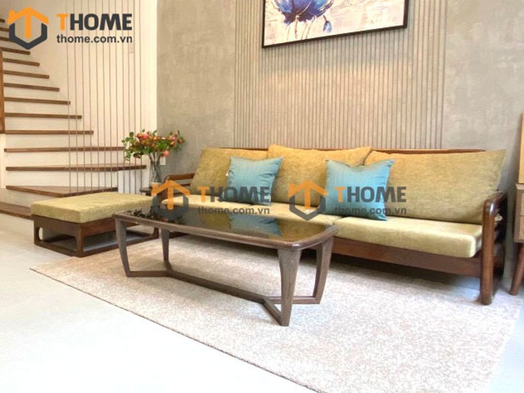 Bàn sofa gỗ sồi tự nhiên chân xương cá BSFMG-01SN