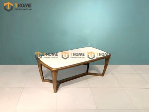 Bàn sofa gỗ sồi tự nhiên mặt đá chân xương cá BSFMĐ-01SN