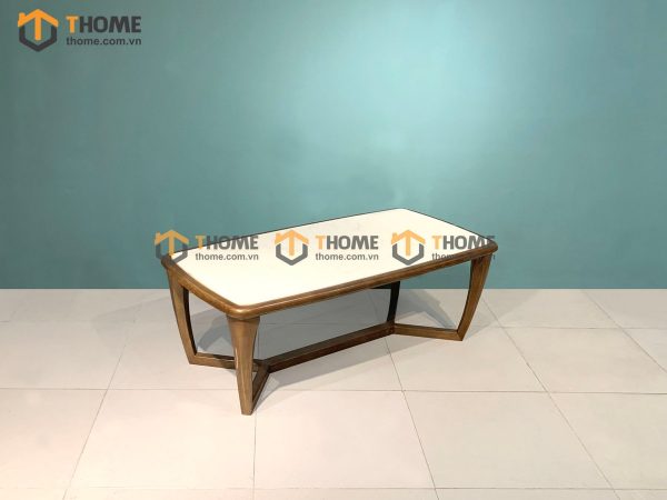 Bàn sofa gỗ sồi tự nhiên mặt đá chân xương cá BSFMĐ-01SN