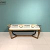 Bàn sofa gỗ sồi tự nhiên mặt đá chân xương cá BSFMĐ-01SN