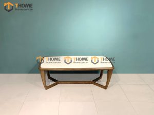 Bàn sofa gỗ sồi tự nhiên mặt đá chân xương cá BSFMĐ-01SN