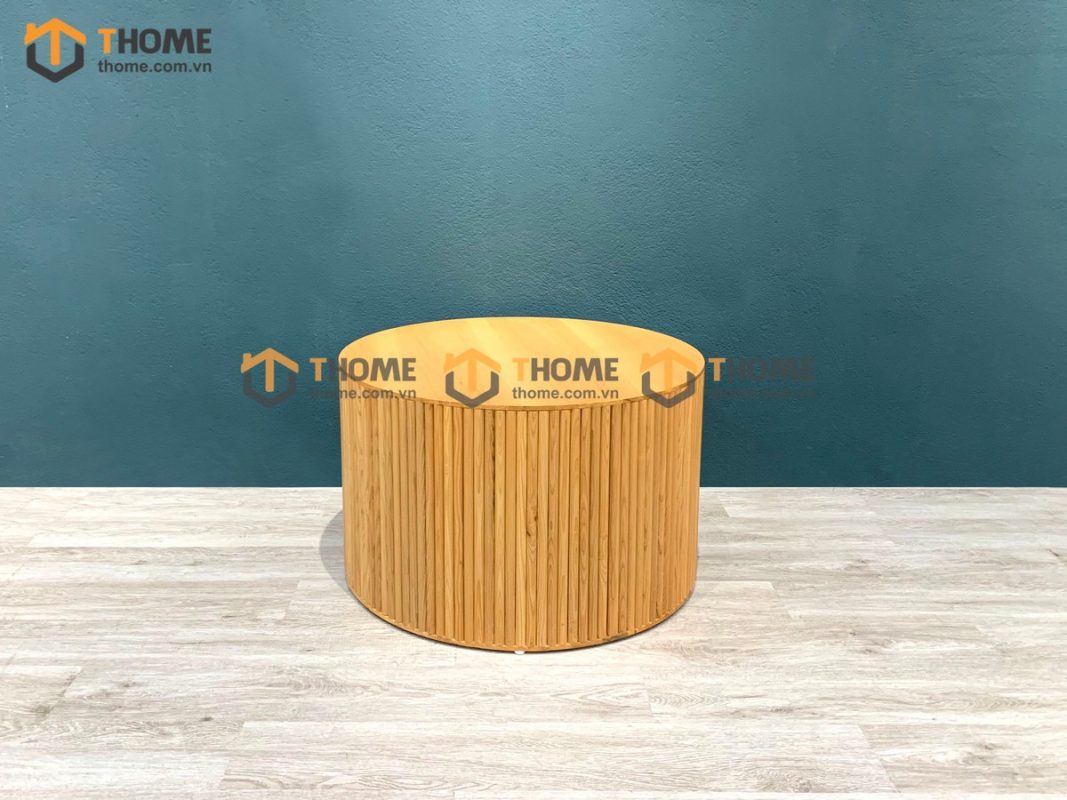 Bàn sofa gỗ sồi tự nhiên Chanel tròn sọc BSFMG-17SN