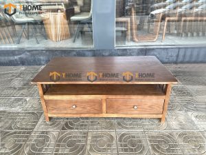 Bàn sofa gỗ sồi tự nhiên 2 hộc chân chéo BSFMG-31SN