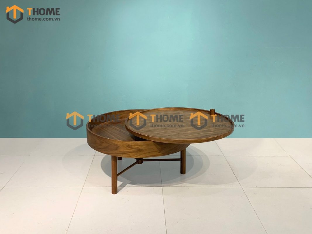 Bàn sofa gỗ sồi tự nhiên mặt xoay BSFMG-13SN