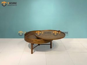 Bàn sofa gỗ sồi tự nhiên mặt xoay BSFMG-13SN
