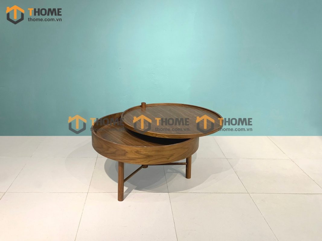 Bàn sofa gỗ sồi tự nhiên mặt xoay BSFMG-13SN